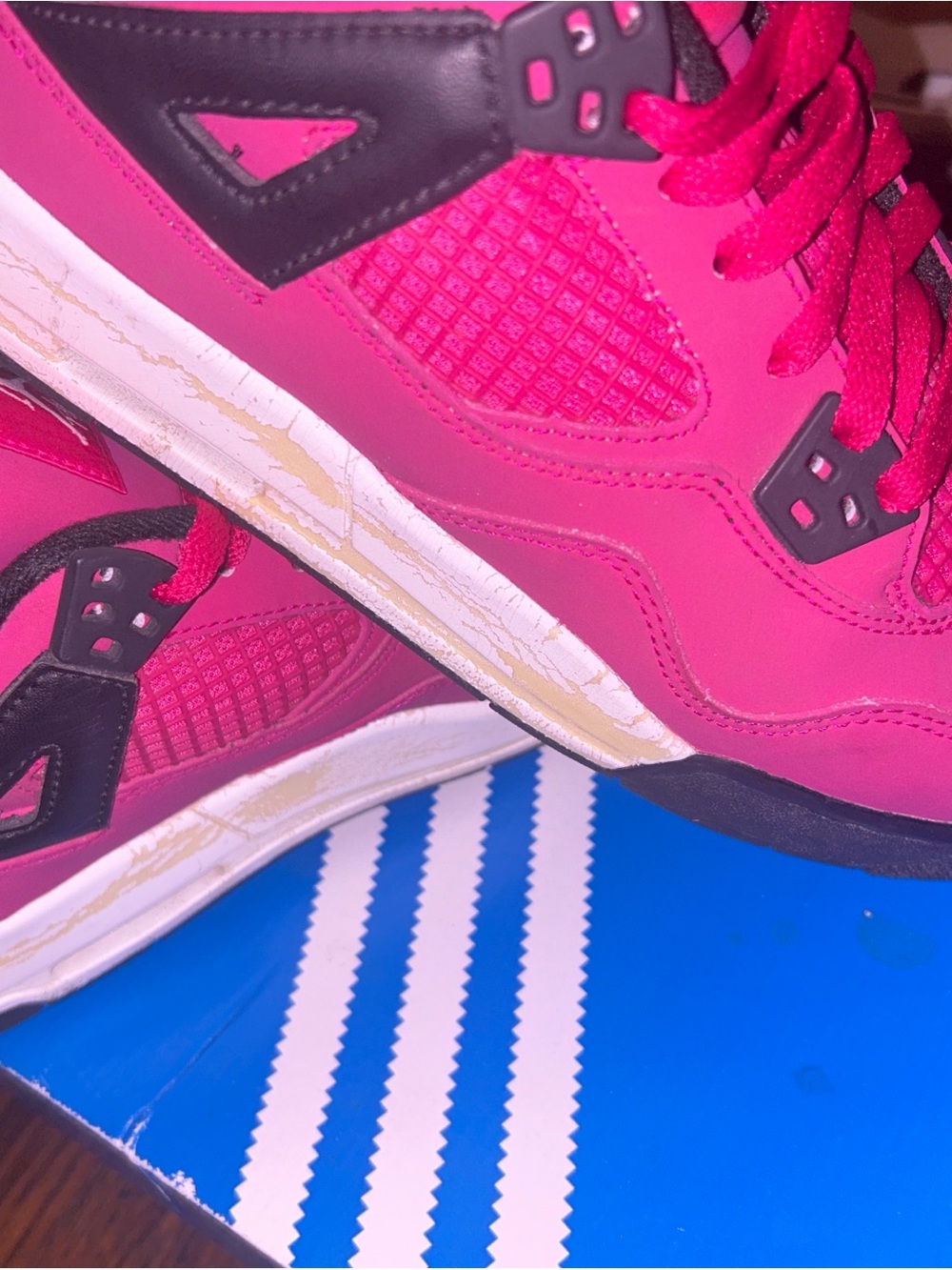 Jordan Women's Hot Pink and Black Retro Sneakers